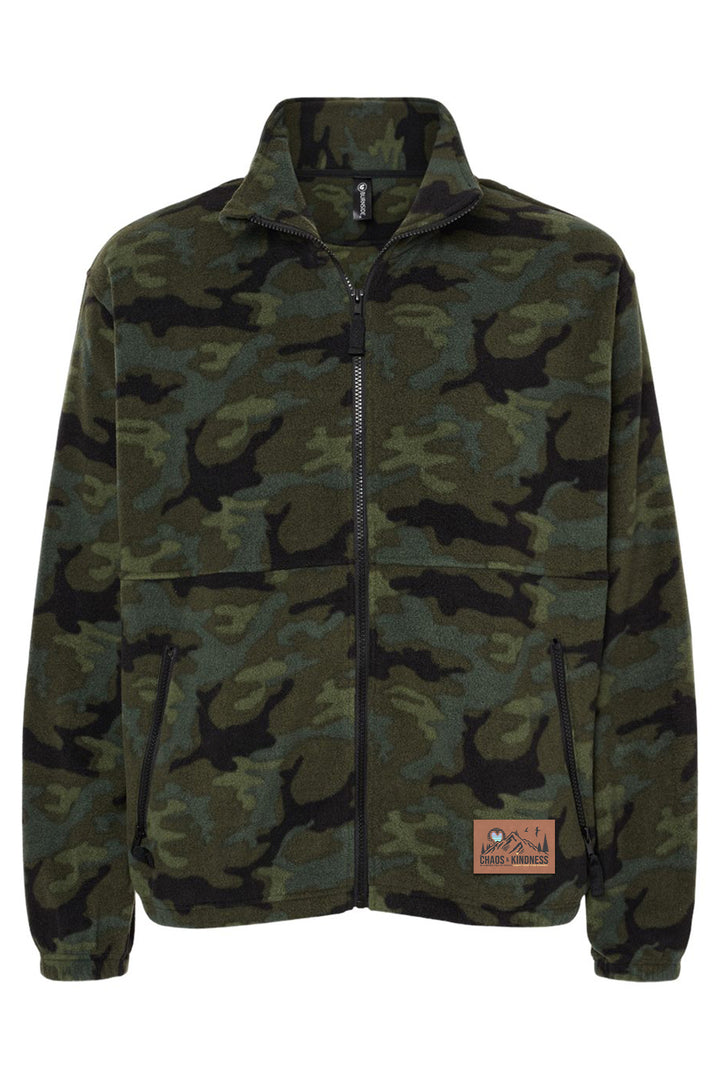 GREEN CAMO FLEECE ZIP JACKET