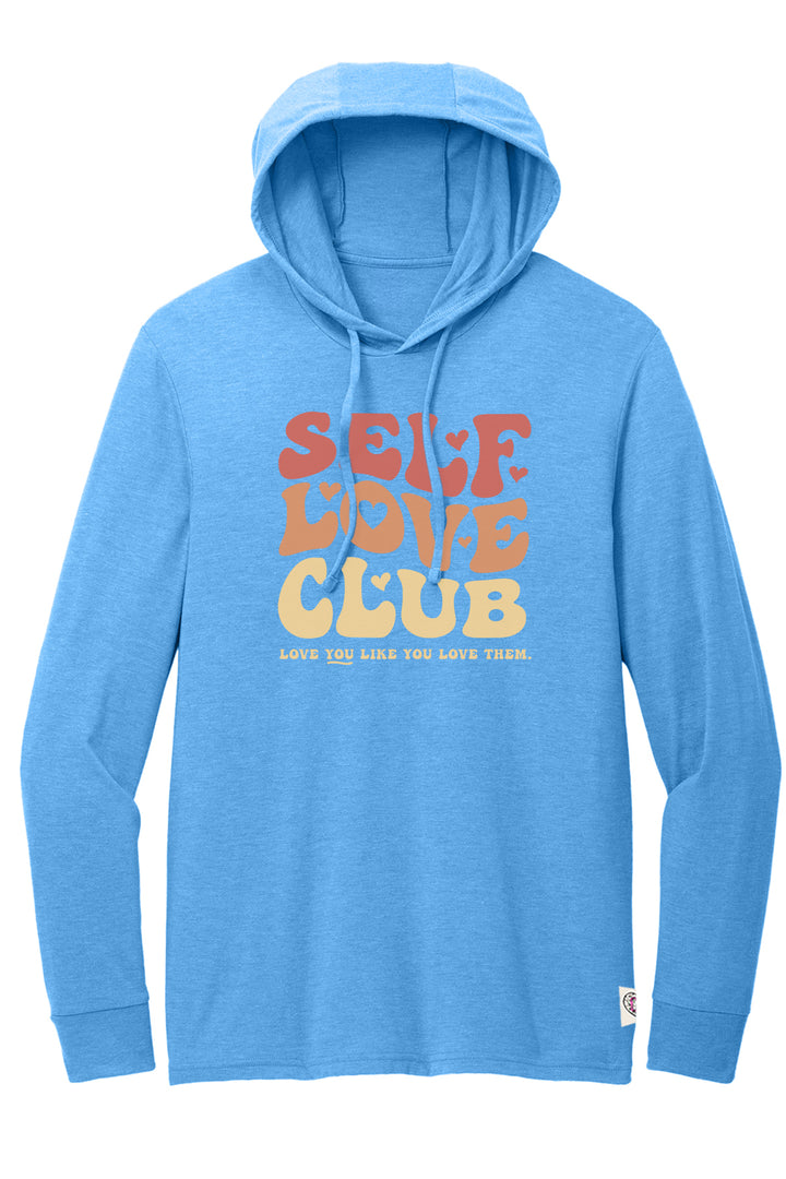 SELF LOVE CLUB HOODED LONG SLEEVE — AZURE